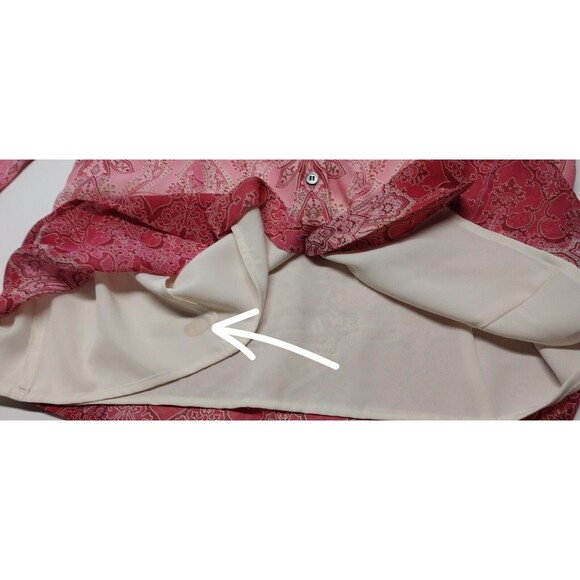 Vtg Liz Claiborne Women Size 10 Blouse 100% Silk Pink Semi Sheer Button Mom Boho - Picture 5 of 13